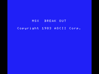 Break Out (MSX) screenshot: Title screen