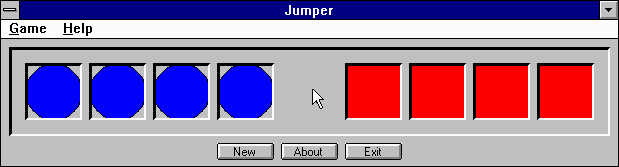 Brain Games For Windows (Windows 3.x) screenshot: Jumper's only puzzle.