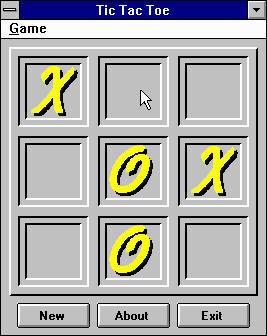 Brain Games For Windows (Windows 3.x) screenshot: And who doesn't remember this old childhood standby? However, you always play first, which is a bit of a disadvantage.