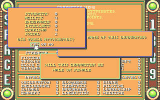 Space 1889 (Atari ST) screenshot: Random character generation