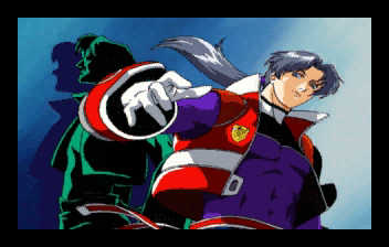 Burning Rangers (SEGA Saturn) screenshot: Intro shot 3. This dude, throughout the game is called Read Phoenix, while the subtitles clearly says "Lead Phoenix".