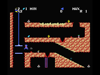 Spelunker (MSX) screenshot: Use the elevator to move up or down