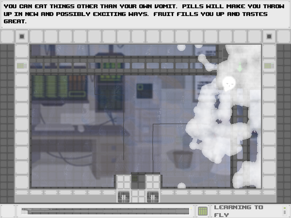 Spewer (Browser) screenshot: Floating in the cloud-like white vomit.