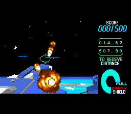Starblade (SEGA CD) screenshot: And for a good reason - the game uses high quality video, a combination of shaded and unfilled vectors, and scaling sprites.