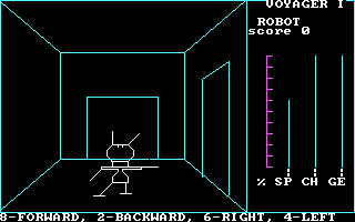 Voyager I: Sabotage of the Robot Ship (DOS) screenshot: Caught unarmed by a guardian robot