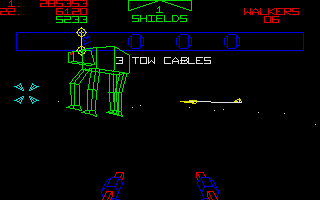 Star Wars: The Empire Strikes Back (Atari ST) screenshot: Try to fly though the legs for a bonus