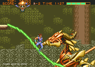 Strider (Genesis) screenshot: Fight a mechanical dinosaur.