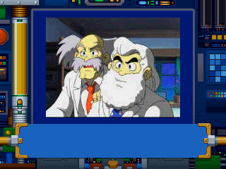 Super Adventure Rockman (PlayStation) screenshot: Dr. Wiley and Dr. Light... back when they were friends still.