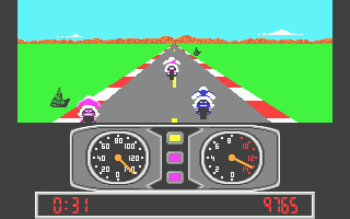 Super Cycle (Atari ST) screenshot: Past one of them