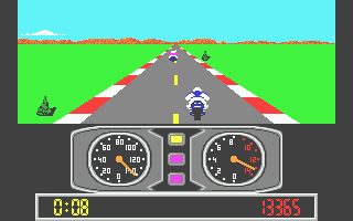Super Cycle (Atari ST) screenshot: Running down on time