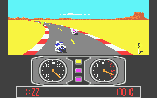 Super Cycle (Atari ST) screenshot: Race 2 is in the desert