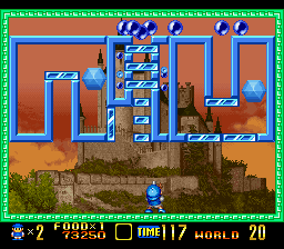 Super Buster Bros. (SNES) screenshot: Some clever management of which balls to release first is needed in this level