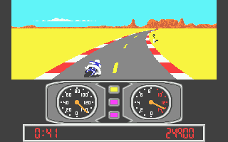 Super Cycle (Atari ST) screenshot: With some nasty sweepign turns