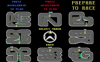 Super Sprint (Atari ST) screenshot: Level selection screen
