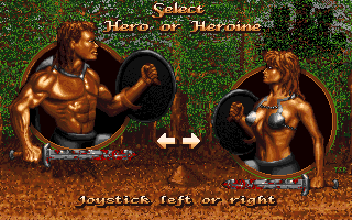 Sword of Sodan (Amiga) screenshot: Choose your oiled-up bodybuilder