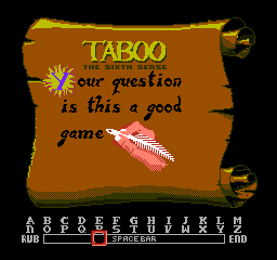 Taboo: The Sixth Sense (NES) screenshot: Choose a Question