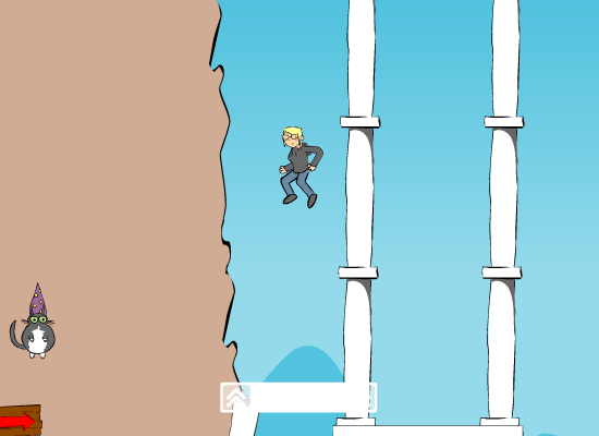 Tasha's Donkey Kat Bros. Chronicles (Browser) screenshot: Deploying a trampoline