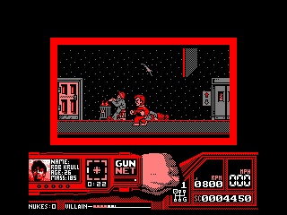Techno Cop (Amstrad CPC) screenshot: Bums in the hallway
