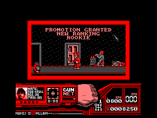 Techno Cop (Amstrad CPC) screenshot: Got a new promotion