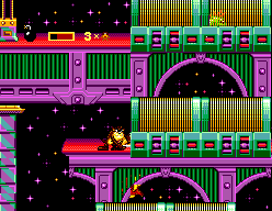 Taz in Escape from Mars (SEGA Master System) screenshot: Eating a turkey.