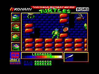 Teenage Mutant Ninja Turtles (Amstrad CPC) screenshot: Pizza time