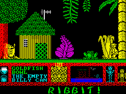 Three Weeks in Paradise (ZX Spectrum) screenshot: Hut, hut, hut
