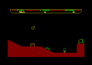Thrust (Amstrad CPC) screenshot: Dropping into first level