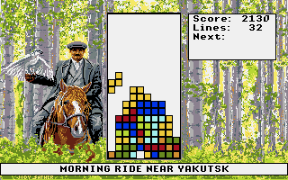 Tetris (Apple IIgs) screenshot: Morning ride near Yakutsk
