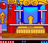 Tiny Toon Adventures: Buster Saves the Day (Game Boy Color) screenshot: When you see a spaceship, hit that with your balls and they will turn into useful items