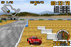 Top Gear GT Championship (Game Boy Advance) screenshot: You will need to brake in time or every turn will look like this.