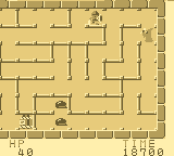 The Tower of Druaga (Game Boy) screenshot: You'll find a wizard at Floor 4, who throws lightning bolts at you.