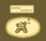 The Tower of Druaga (Game Boy) screenshot: Game Over.