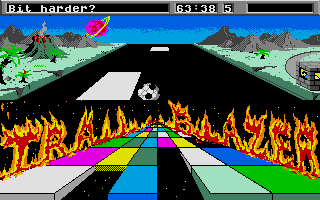 Trailblazer (Atari ST) screenshot: Jumping into empty space