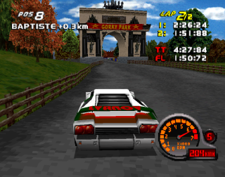 Car and Driver Presents Grand Tour Racing '98 (PlayStation) screenshot: Moscow, Gorky Park