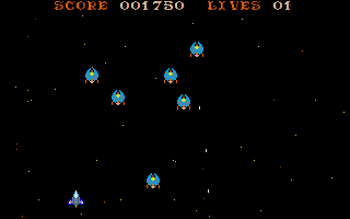 Trifide (Atari ST) screenshot: Your 1st level space craft and your opponents on the screen
