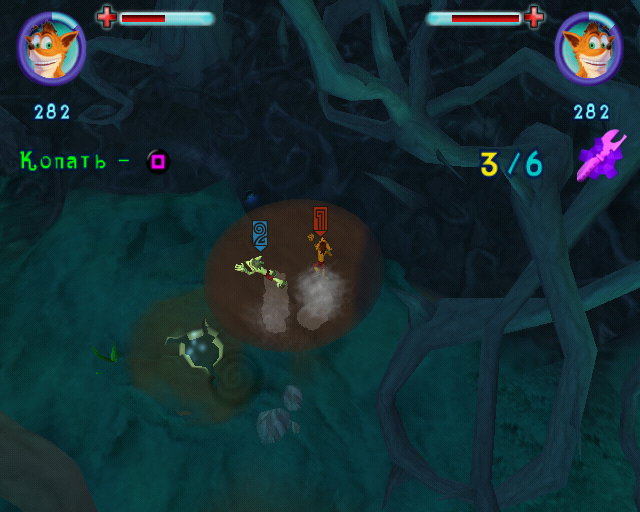 Crash: Mind over Mutant (PlayStation 2) screenshot: Digging underground
