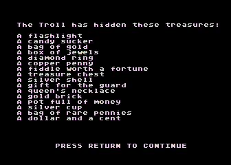Troll's Tale (Atari 8-bit) screenshot: Here's what you need to locate