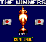 Ultimate Soccer (Game Gear) screenshot: Japan wins with 8-0