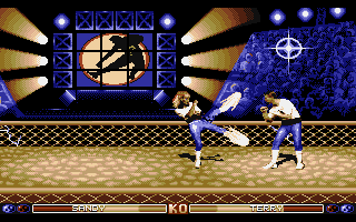The Ultimate Arena (Atari ST) screenshot: Sandy must have learnt that kick from Chun Li
