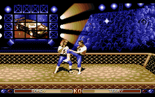 The Ultimate Arena (Atari ST) screenshot: A knee in the gut should do it