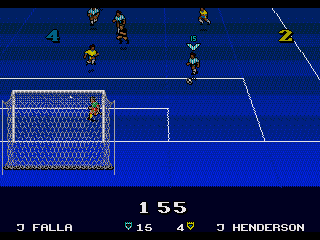 Ultimate Soccer (Genesis) screenshot: Bottom goal action