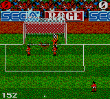 Ultimate Soccer (Game Gear) screenshot: The Swedish goalie takes it
