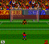 Ultimate Soccer (Game Gear) screenshot: Take that, capitalist pig!