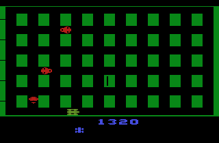 Universal Chaos (Atari 2600) screenshot: A door is opening where the Mortii Warlord will come from.