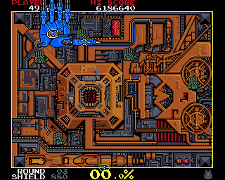 Volfied (Amiga) screenshot: That's the biggest hand I've seen in a long while
