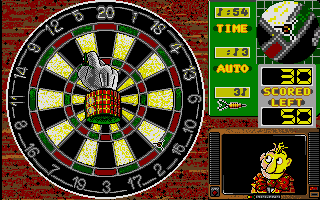 Wacky Darts (Atari ST) screenshot: Need bull to win