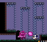 Wario Land II (Game Boy Color) screenshot: Don't get hit by these penguin's balls, they will send Wario into a drunken frenzy. The upside is that you can use his drunk-gas on his enemies