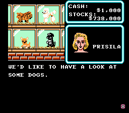 Wall Street Kid (NES) screenshot: Buying Prisila a dog