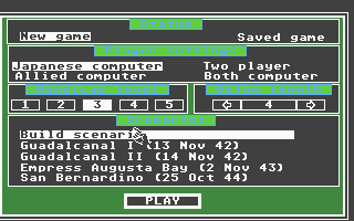 Warship (Atari ST) screenshot: Main menu