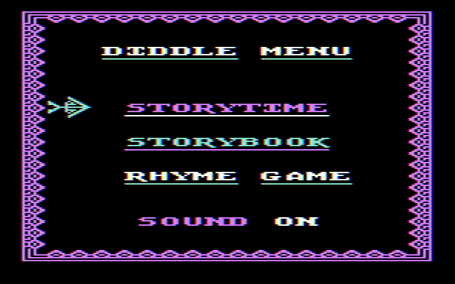 Hey Diddle Diddle (DOS) screenshot: Main menu (CGA, composite)
